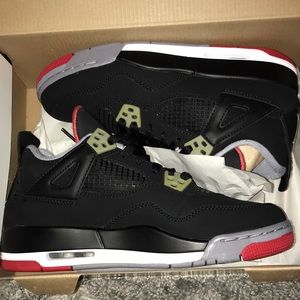 Air Jordan 4 Retro Black/Cement Grey/Red